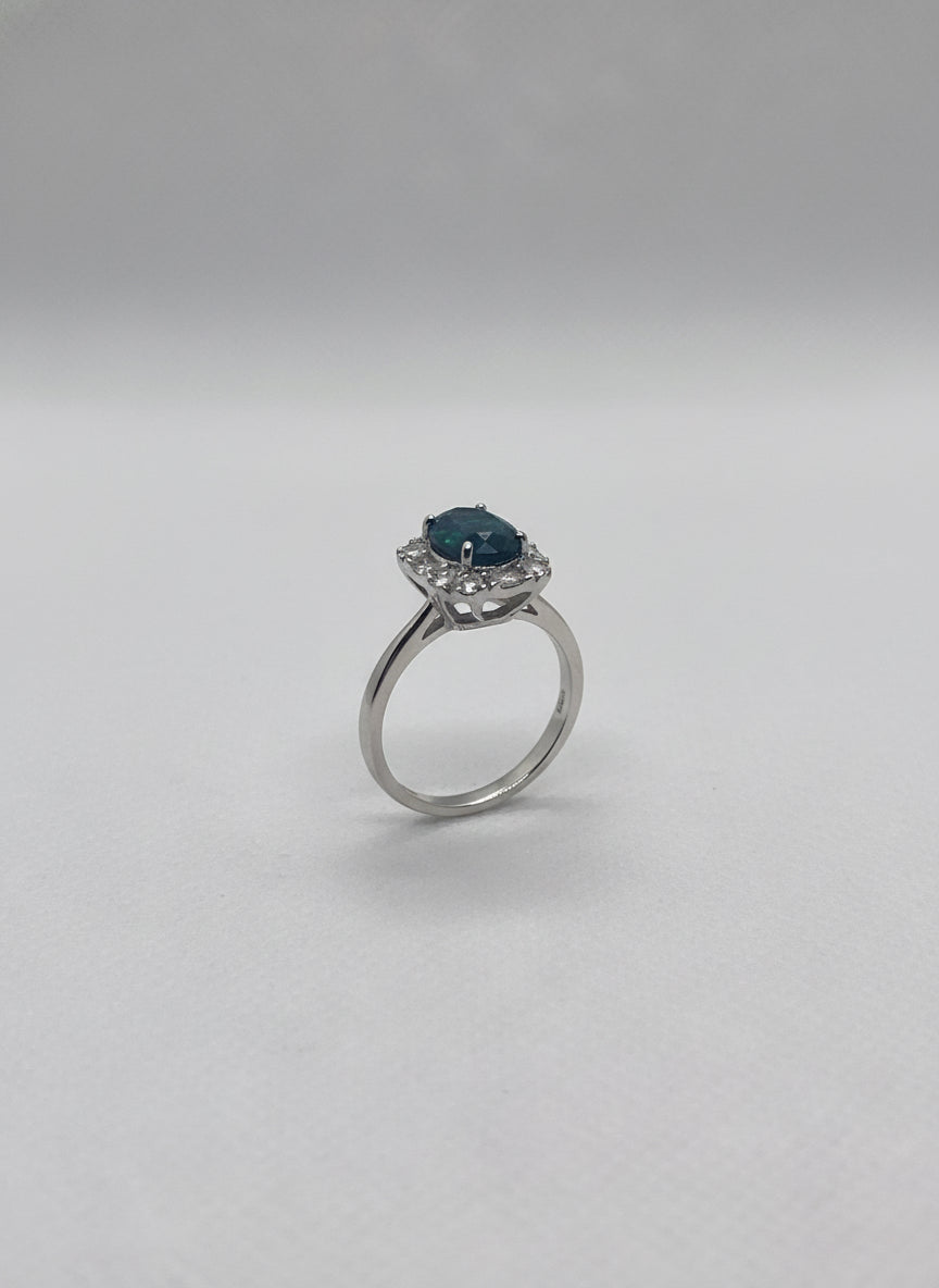 black opal sterling silver ring.