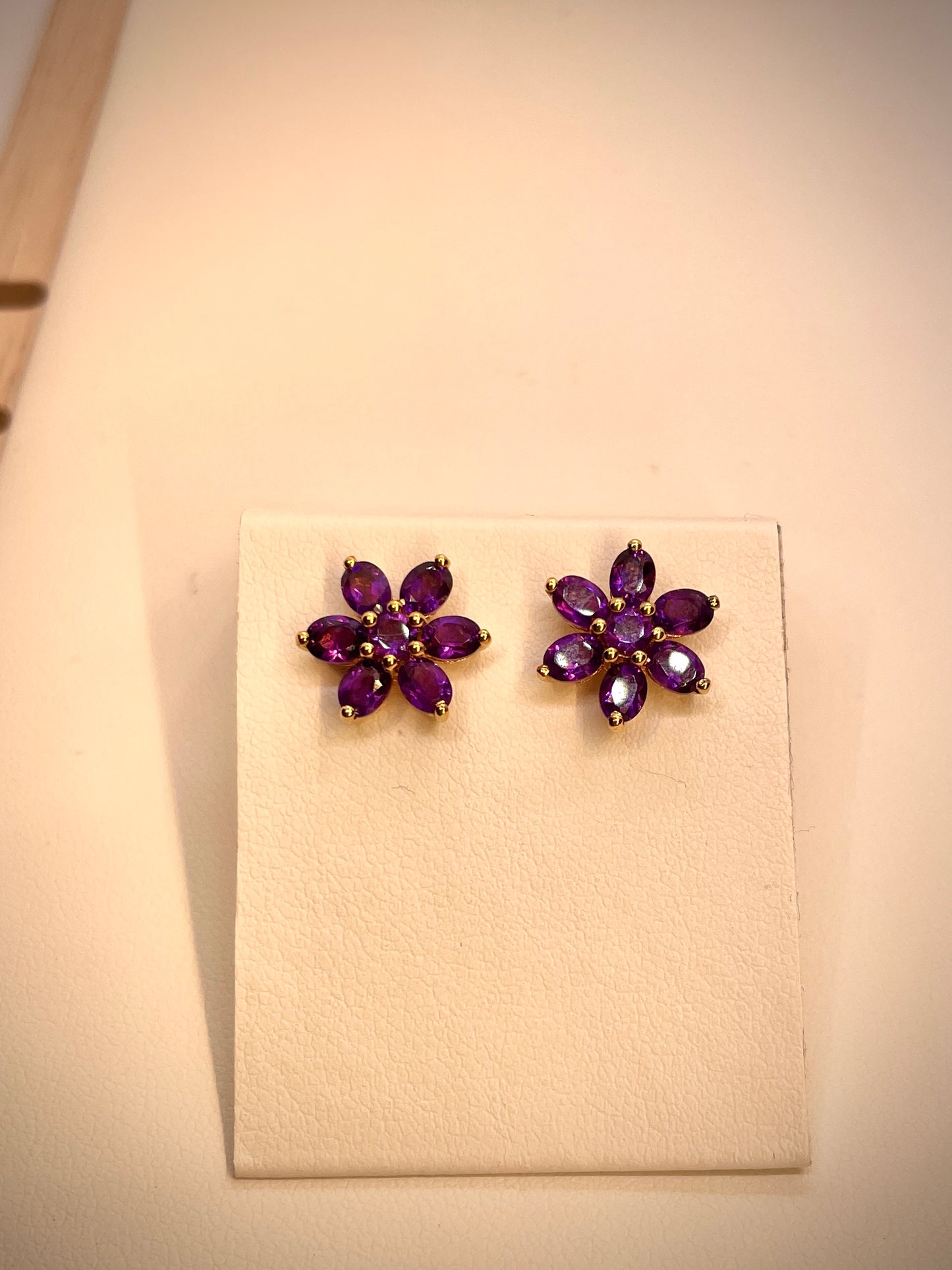 Amethyst silver gold plated earring