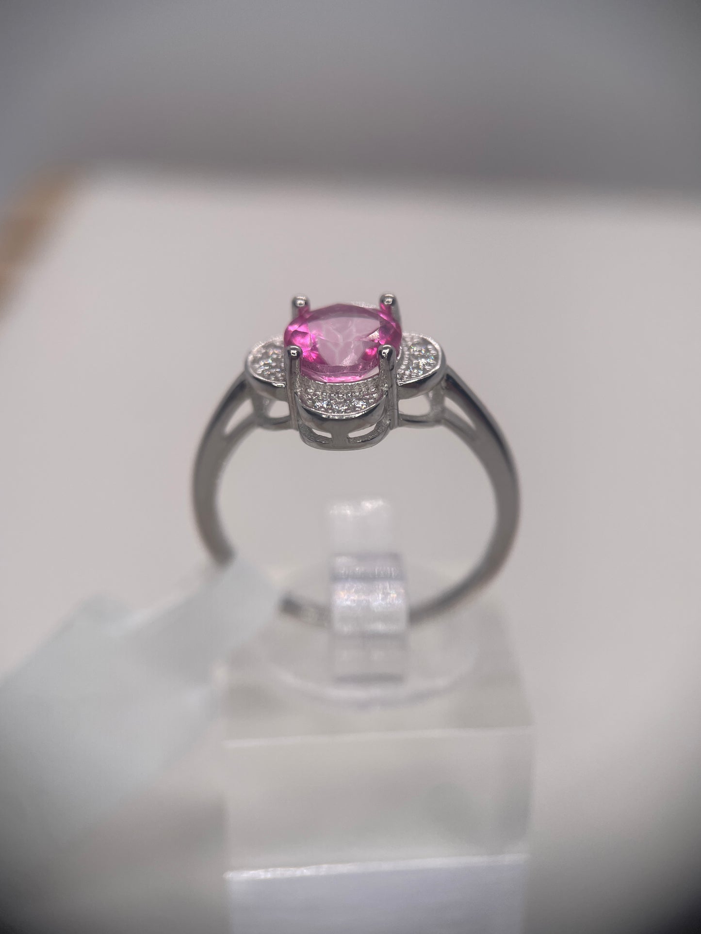 Pink Topaz 7 mm Sterling Silver Ring