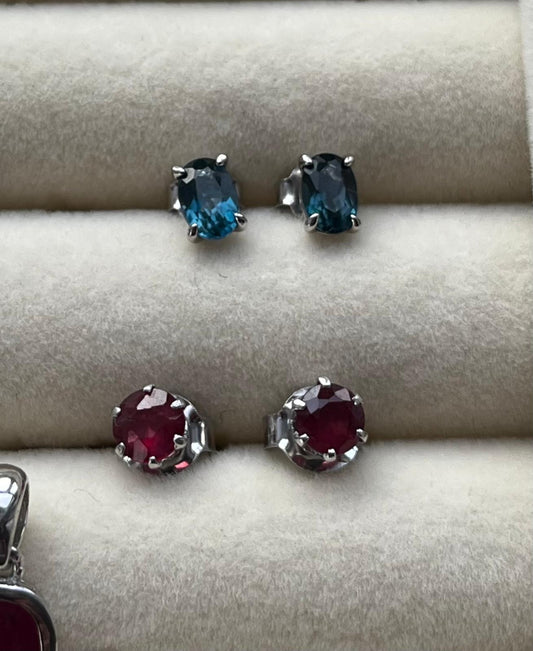 London blue topaz sterling silver stud