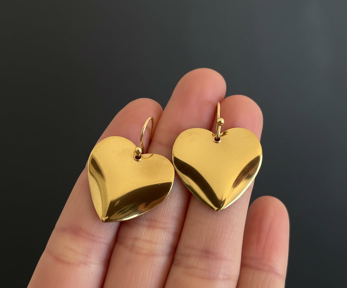 heart shaped stainless steel golded coloured set