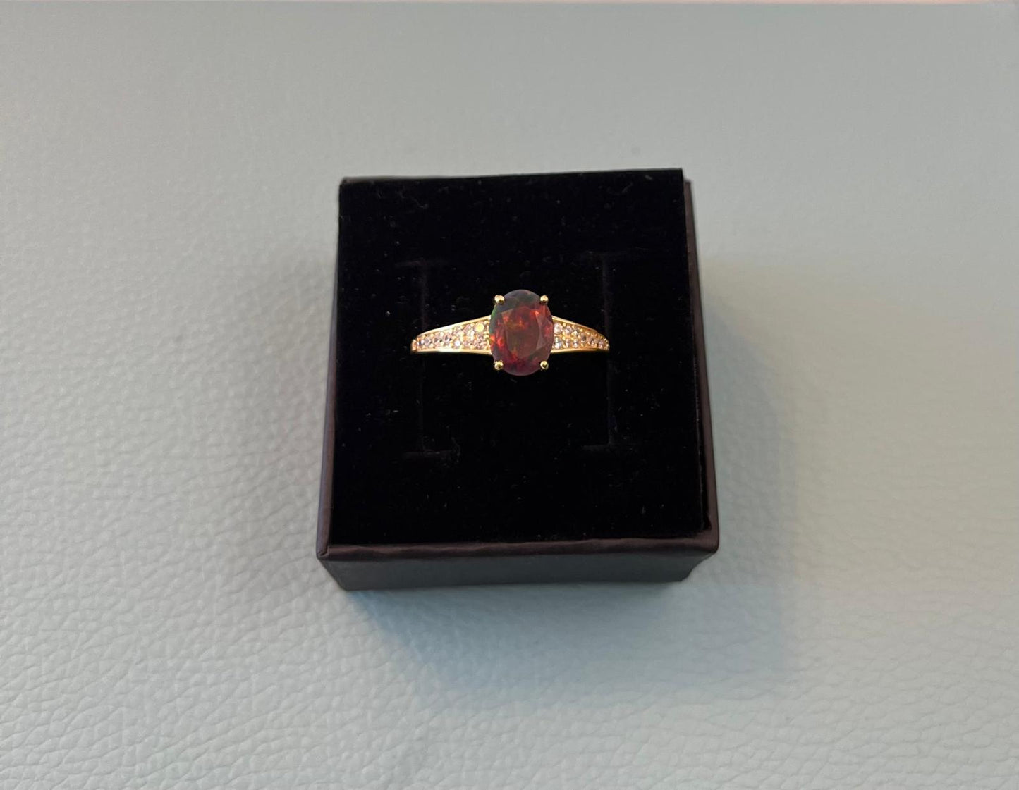 opal size 10 sterling silver gold plated ring.