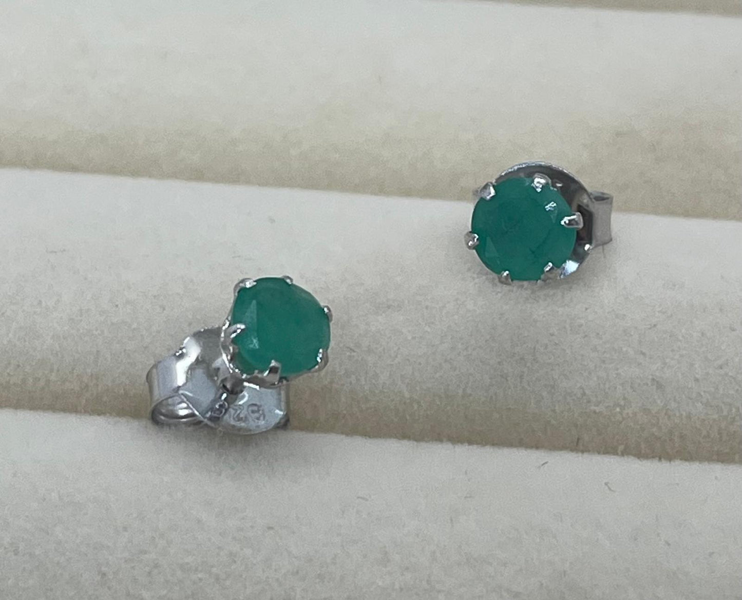 Zambian Emerald Earrings and Pendant in Sterling Silver - The Silver Petal