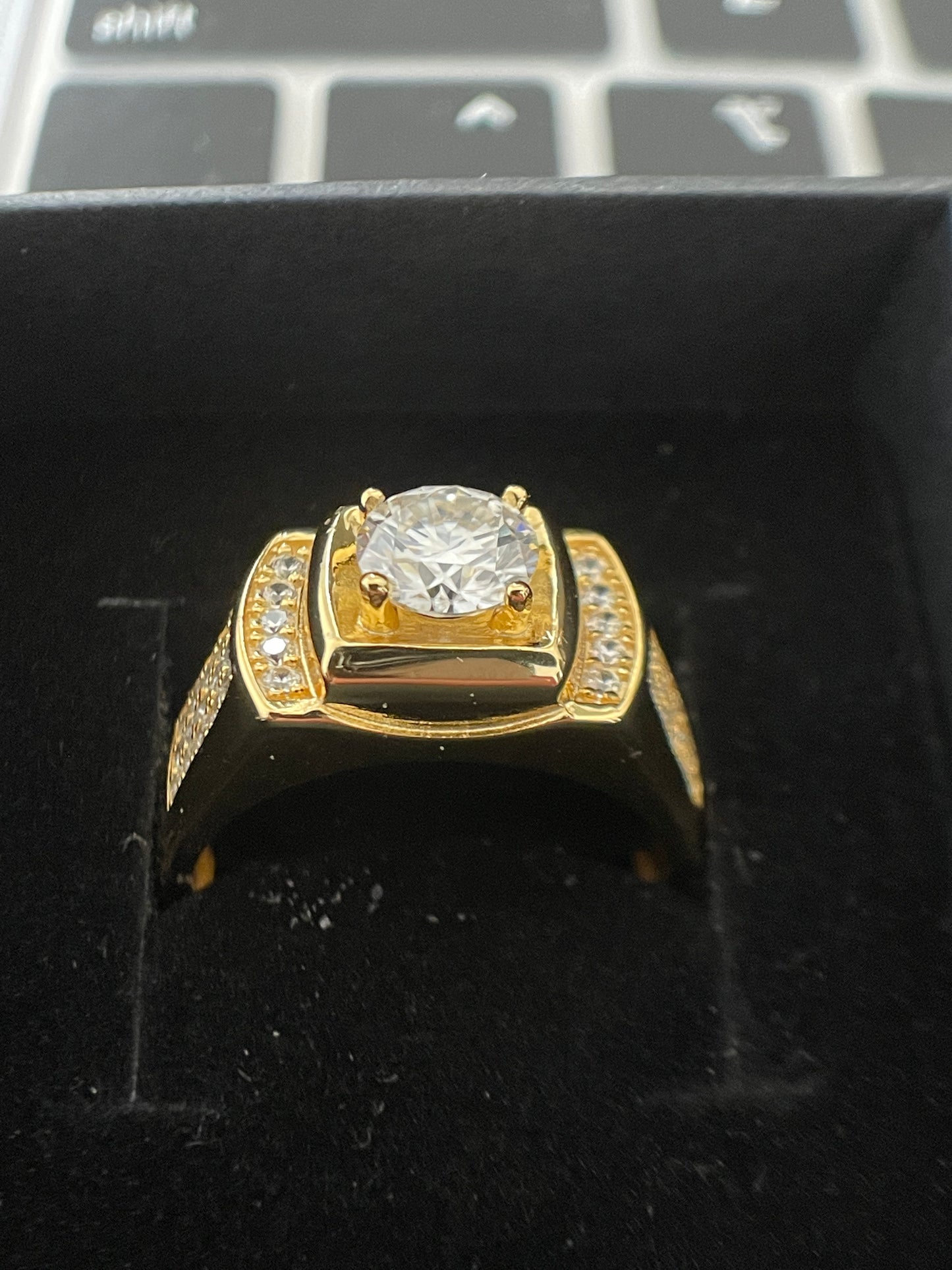 Men ring, sterling silver gold plated