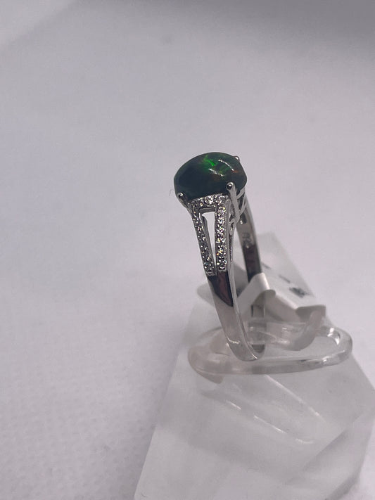 Ethiopian opal sterling silver ring