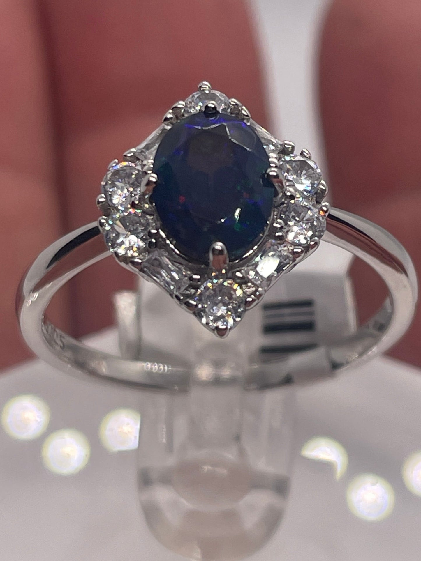 black opal  sterling silver ring.