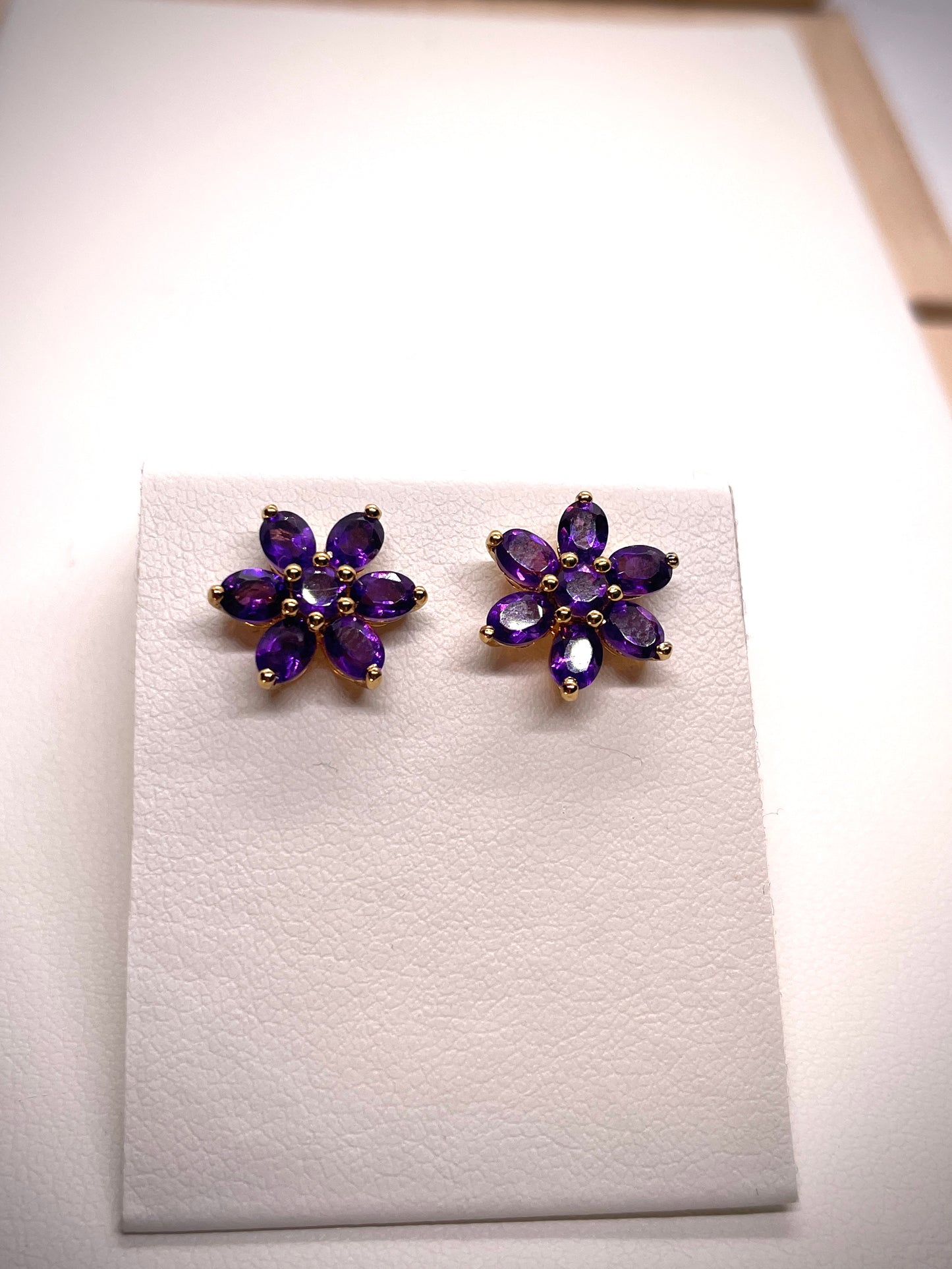 Amethyst silver gold plated earring