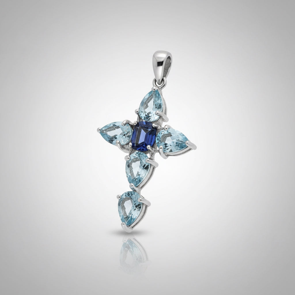 bluesish gemstone cross