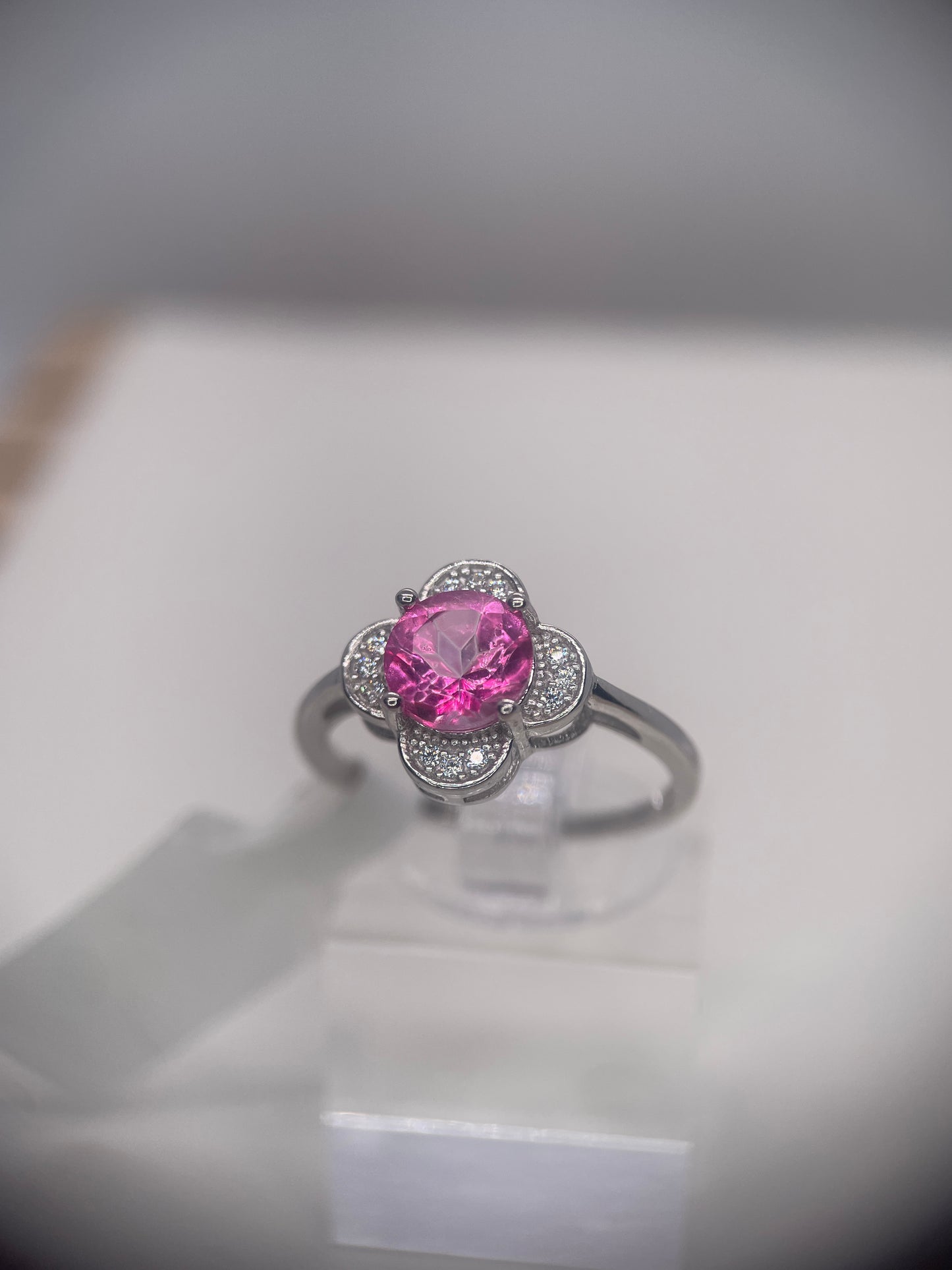Pink Topaz 7 mm Sterling Silver Ring
