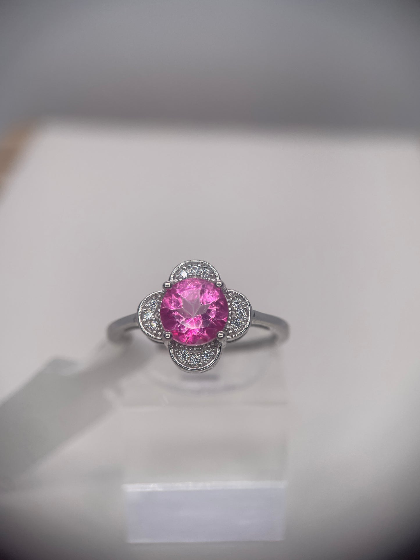 Pink Topaz 7 mm Sterling Silver Ring