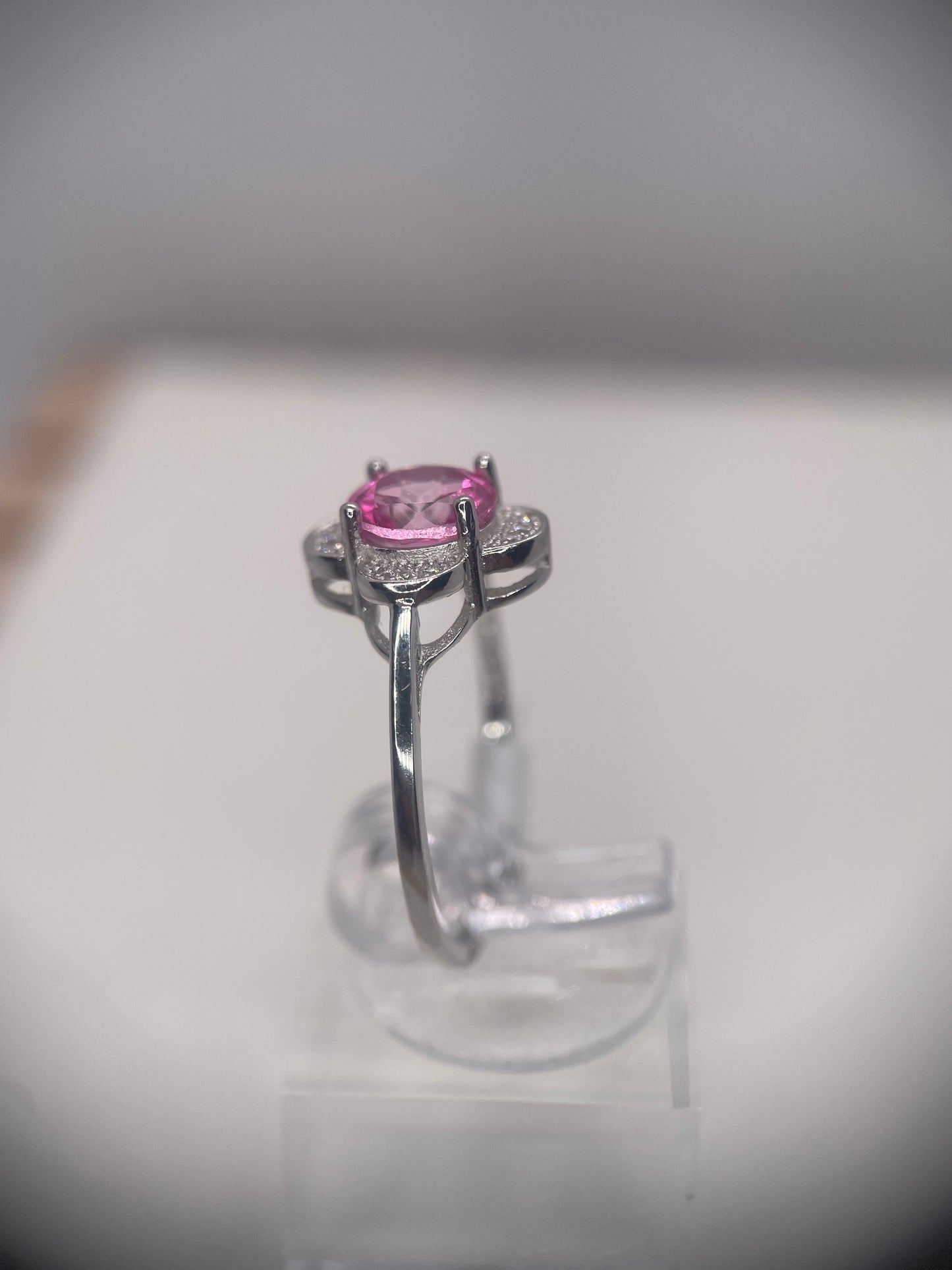 Pink Topaz 7 mm Sterling Silver Ring