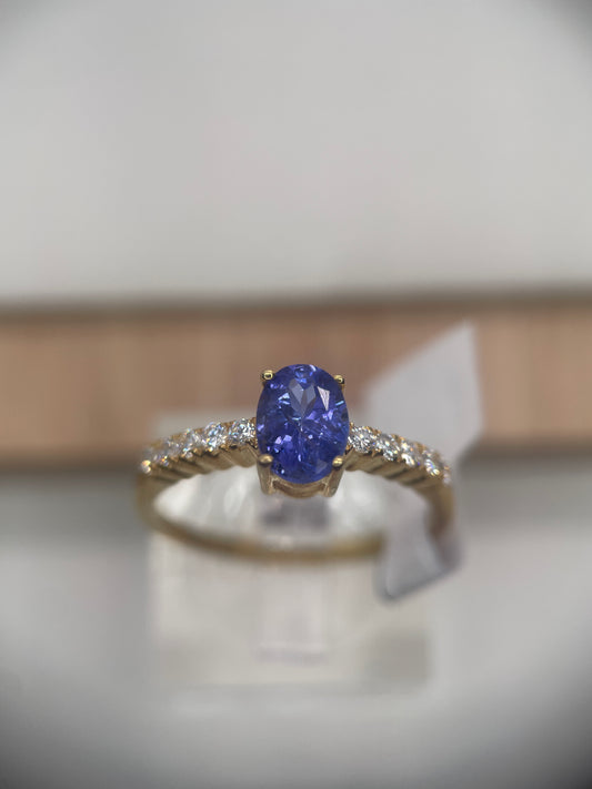Tanzanite-White Topaz Gold Plated Ring