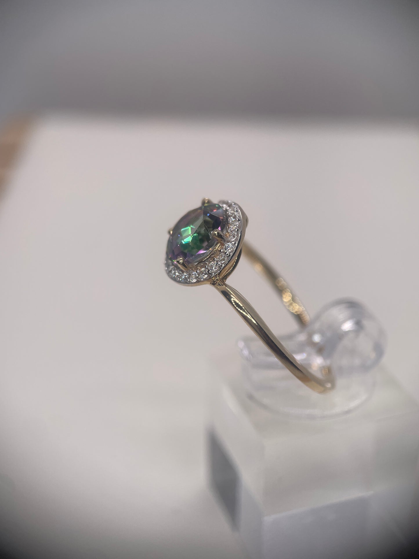 Mystic Quartz Gold Rhodium Plated Sterling Silver Ring.