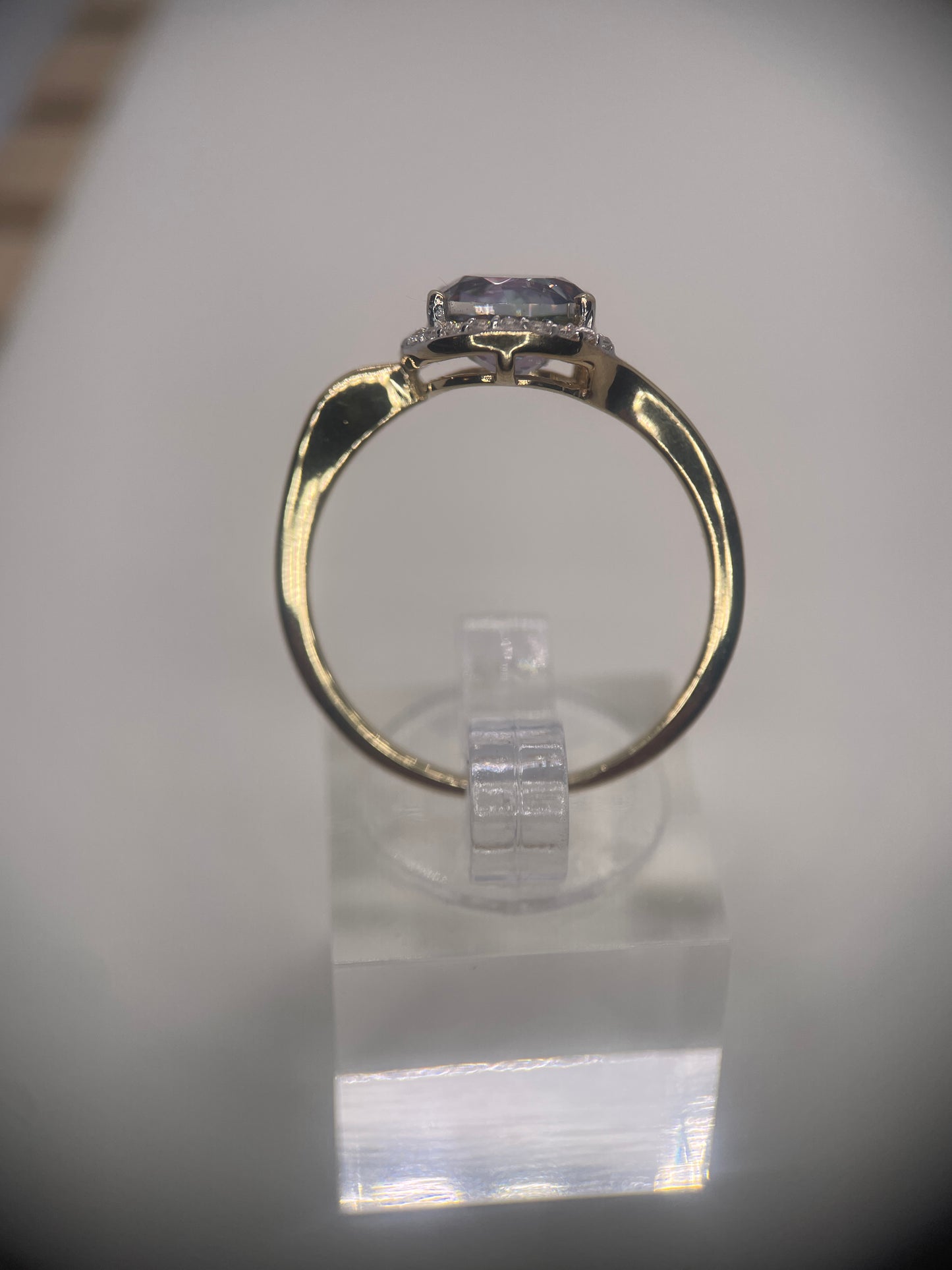 Mystic Quartz Gold Rhodium Plated Sterling Silver Ring.