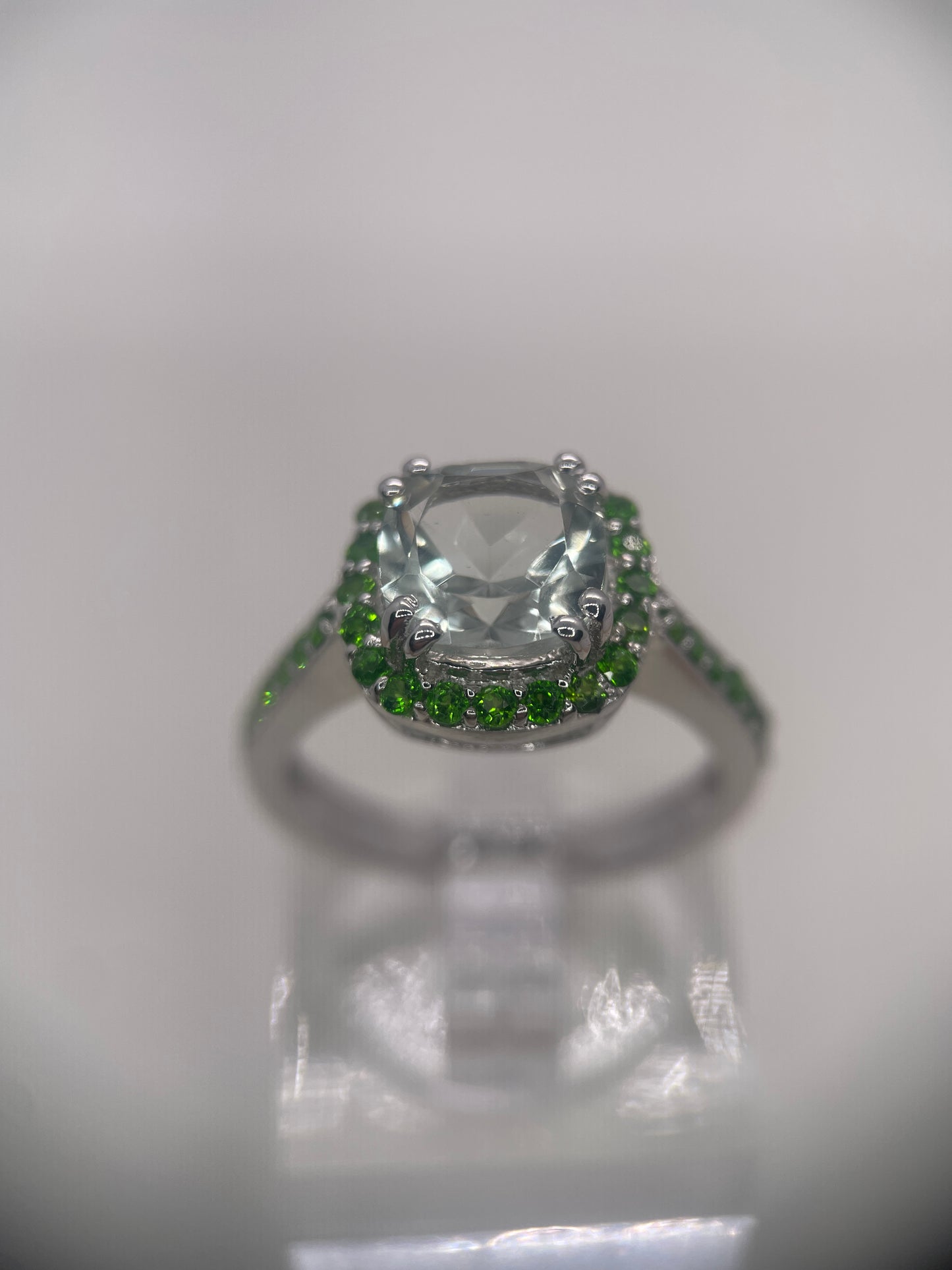 Green Amethyst Sterling Silver Ring