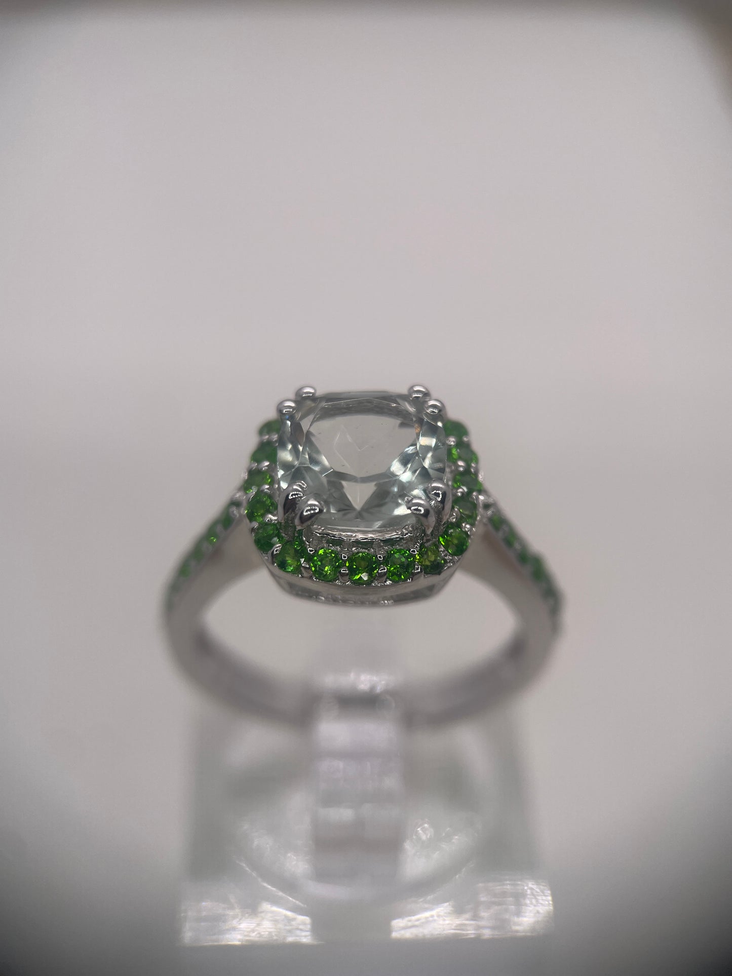 Green Amethyst Sterling Silver Ring