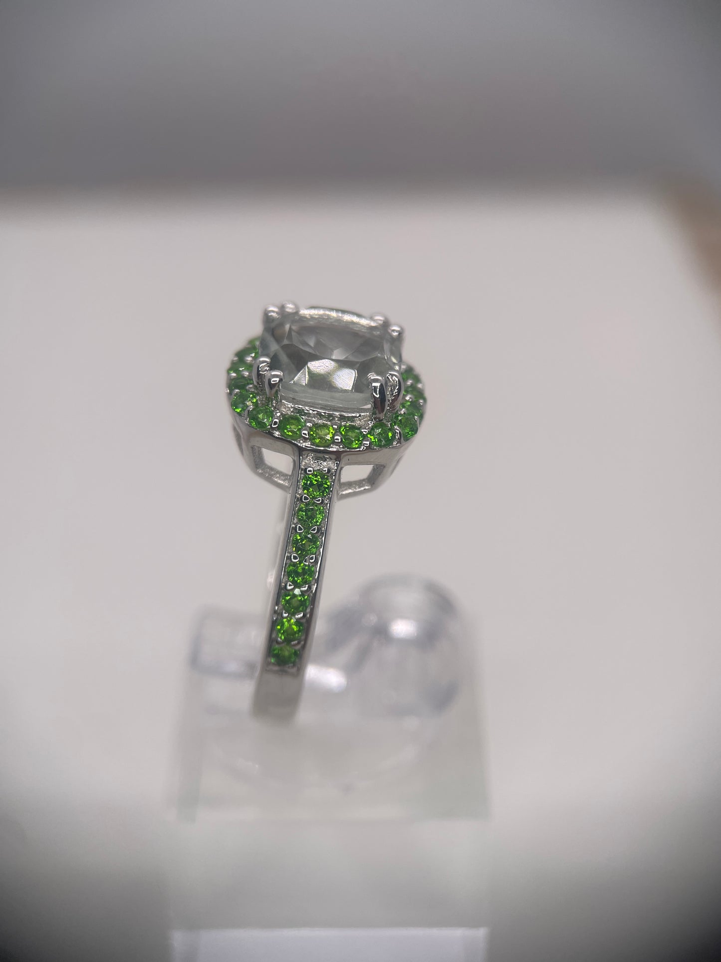 Green Amethyst Sterling Silver Ring