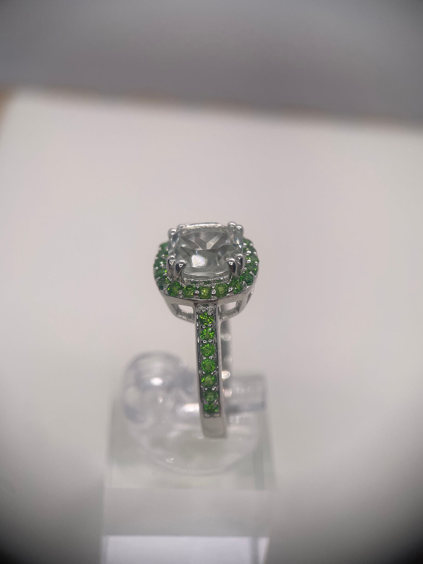 Green Amethyst Sterling Silver Ring