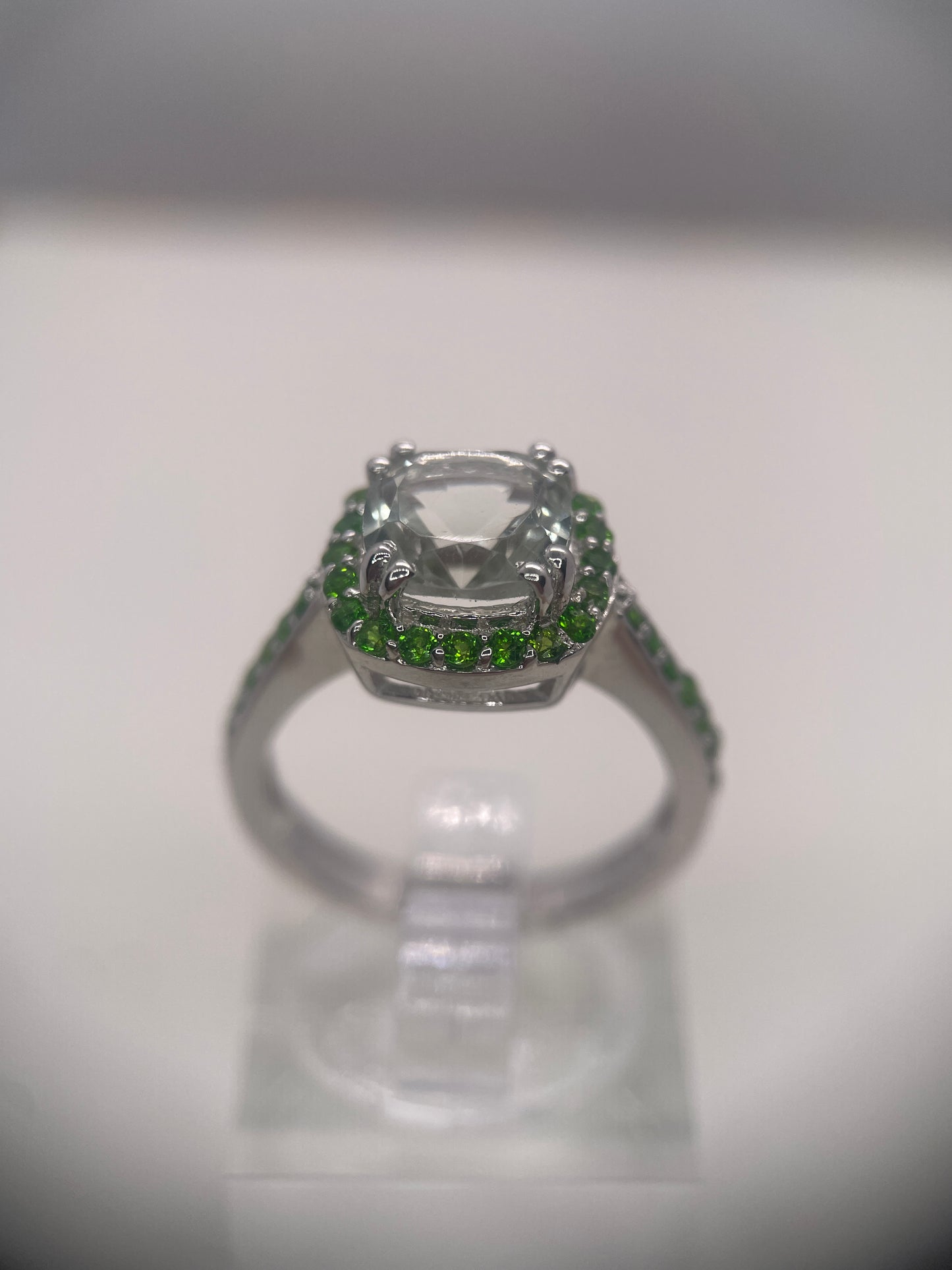 Green Amethyst Sterling Silver Ring