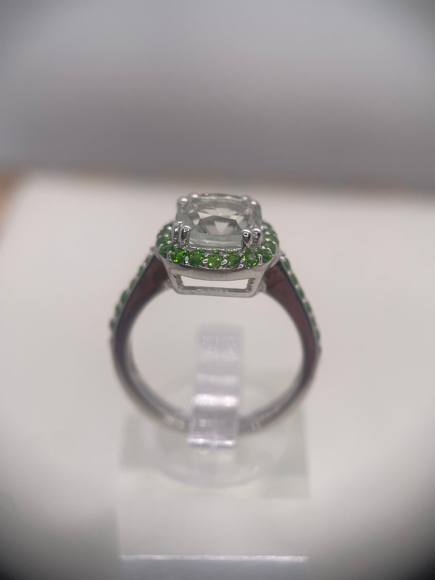 Green Amethyst Sterling Silver Ring