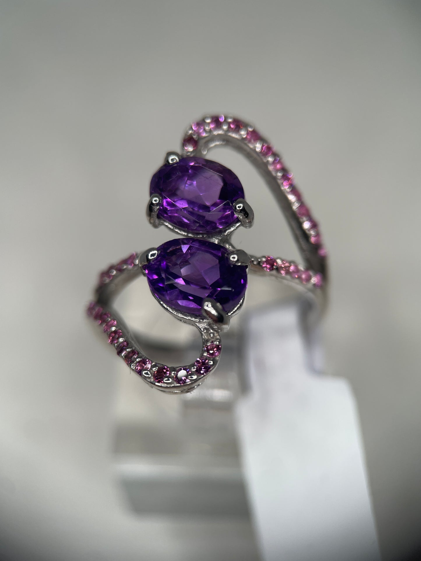 Amethyst-Garnet Sterling Silver Ring