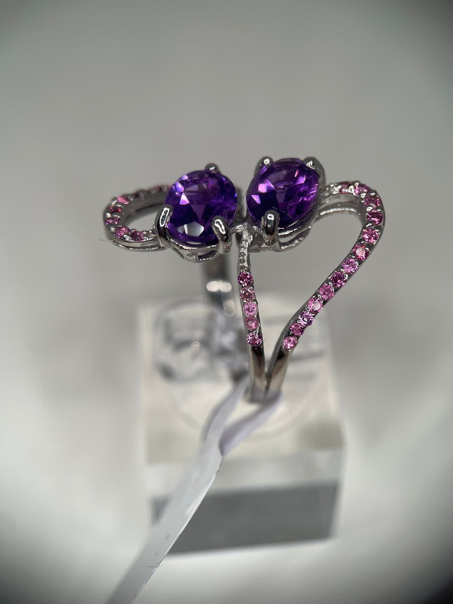 Amethyst-Garnet Sterling Silver Ring