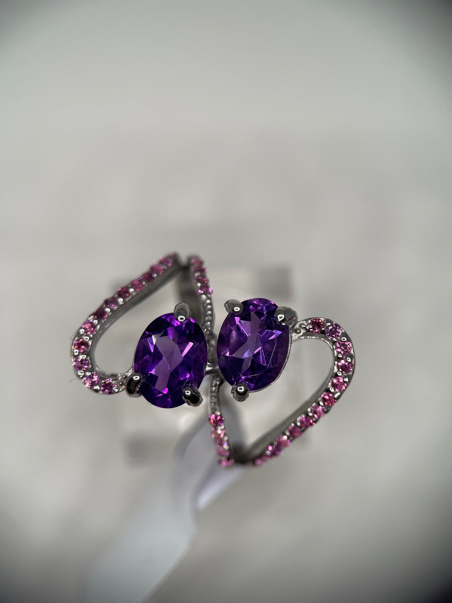 Amethyst-Garnet Sterling Silver Ring