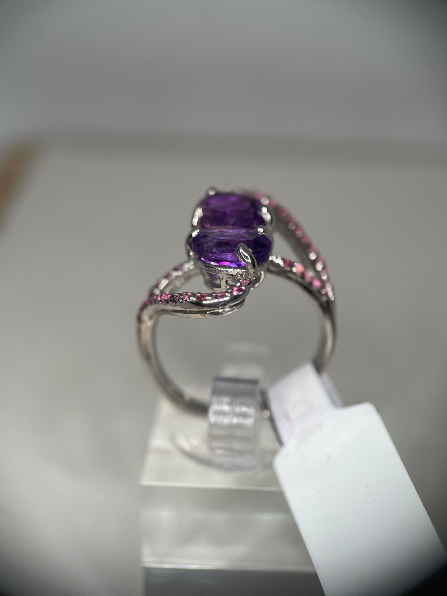 Amethyst-Garnet Sterling Silver Ring
